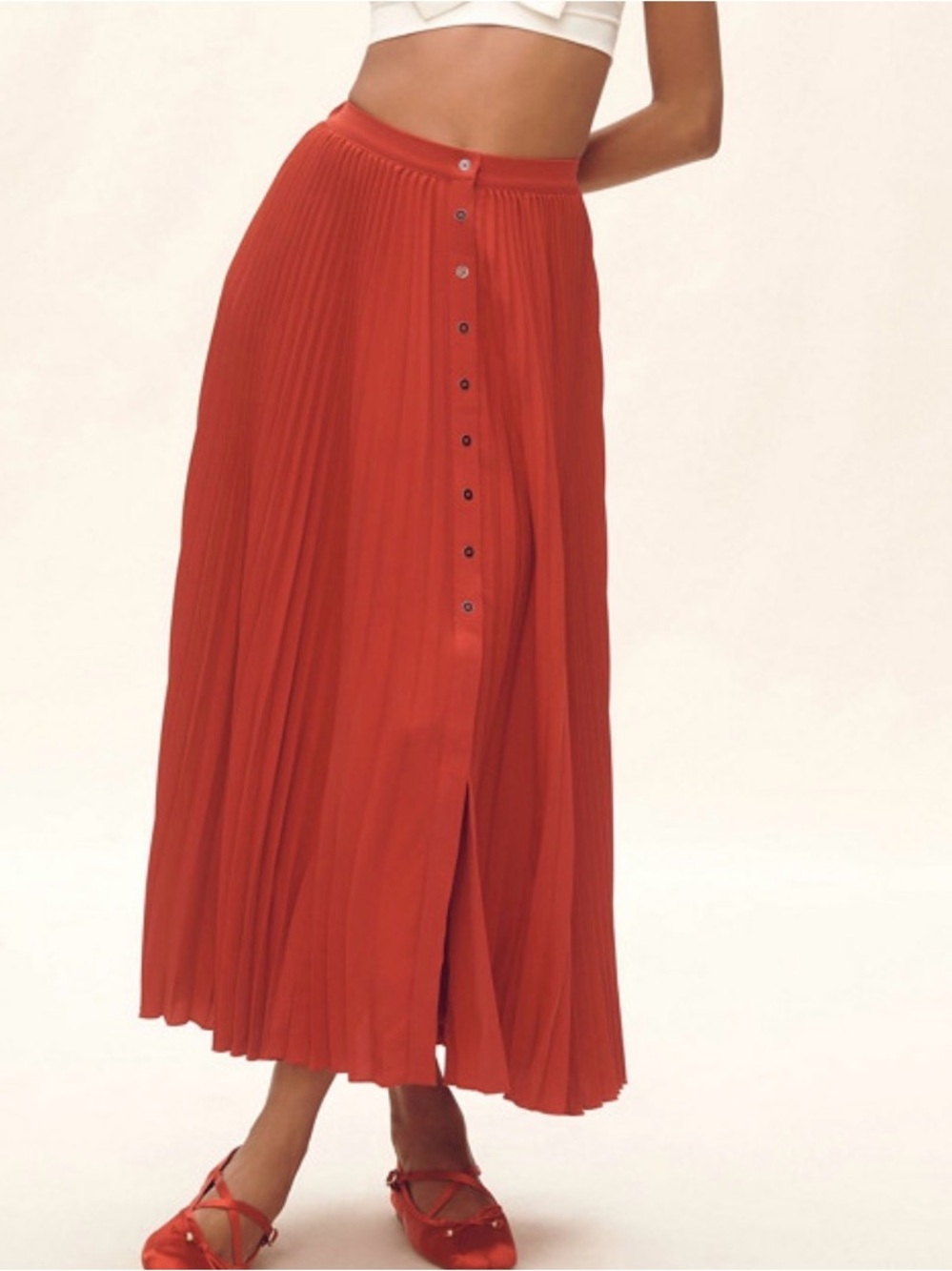 NWT Anthropologie Pleated Button-Front Maxi Skirt